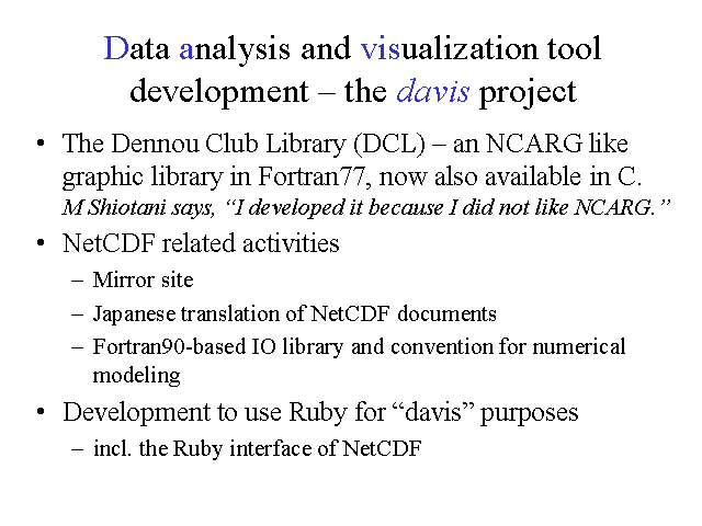Data analysis and visualization tool development - the davis project
