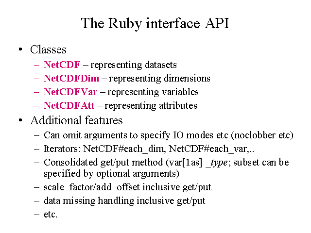 The Ruby interface API
