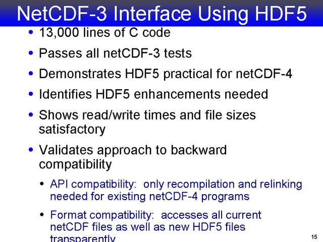 NetCDF-3 Interface Using HDF5