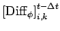 $\displaystyle \left[ {\rm Diff}_{\phi} \right]_{i,k}^{t - \Delta t}$