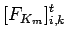$\displaystyle [F_{K_m}]_{i,k}^{t}$